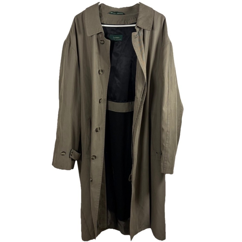Ralph Lauren Trench Coat Men 48R XL Tan Taupe Overcoat Zip Out Liner Heritage - Picture 3 of 15